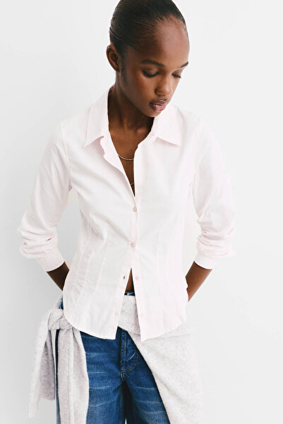 Pull & Bear Fitted poplin shirt with pleats