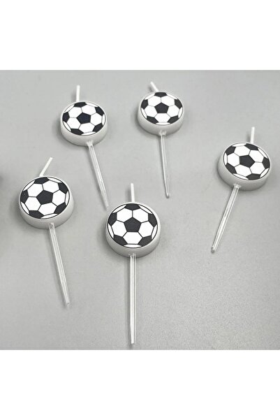 Flippy Set of 5 Cake Candles Football Ball Model 3.5 cm White/Black