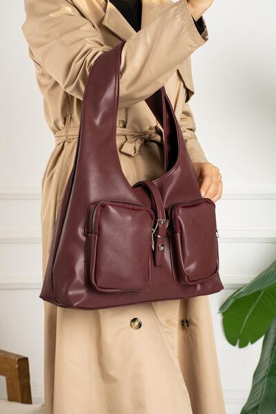 LOVELYSTORE Geantă de umăr Isador cu buzunar dublu, cu fermoar și detaliu cu ...