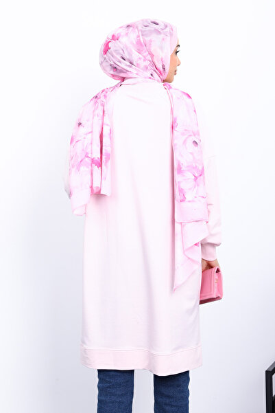 İmajButik Pink Modal Tunic with Slits on the Sides