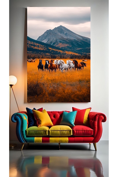 özkacar AT SÜRÜSÜ Tablou decorativ pe pânză pentru casă, salon, salon de înfr...