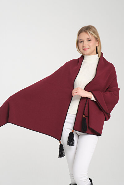 Cebe Tasseled Interlock Shoulder Shawl – Fisherman Stitch Women's Shoulder Accessory - Shoulder Shawl