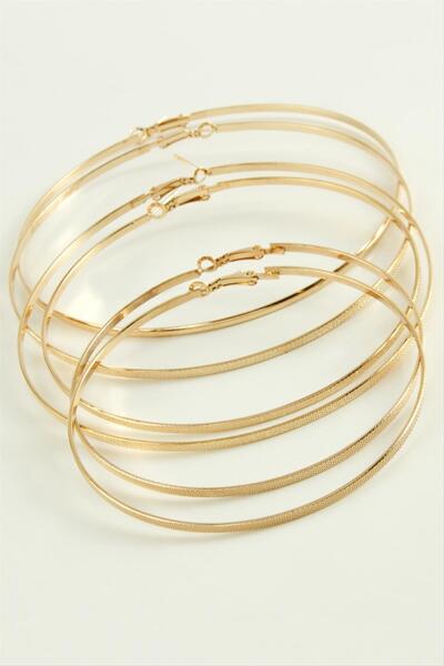 ZERO LAND Hn-Shop Dotted Metal Hoop Earrings 6 Pieces-Yellow