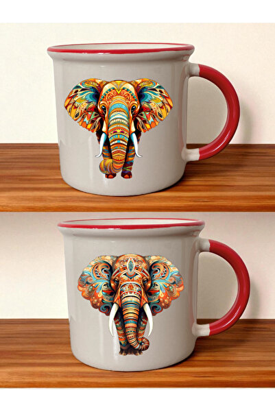 lili hediyelik كوب أحمر بتصميم الفيل - هدايا للصديقين، هدايا للرجال