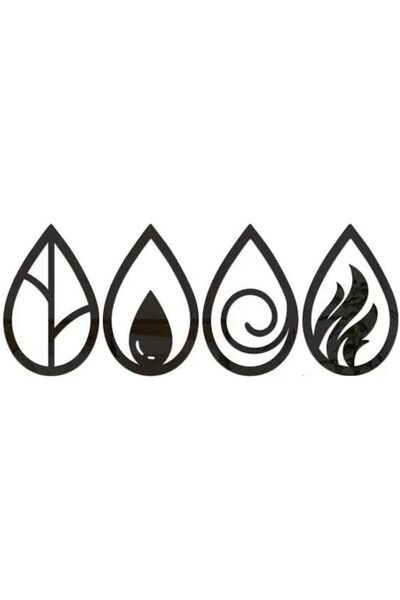 Slasa Reflective Acrylic Wall Stickers, 4 Elements by - Tree Leaves and Water Drops Design
