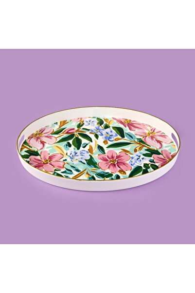 Evidea Kitchen Flowely Oval Tepsi - Renkli - 42 cm