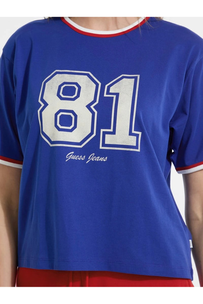Guess Jeans Women Blue Boxy Fit T-Shirt W5Yi19K8Hm0-G7L5