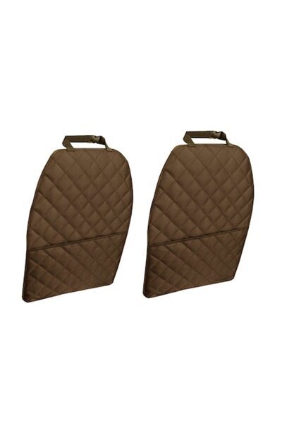 Metru Patrat Set 2 quilted universal car seat back protectors with organizer pocket, brown,
