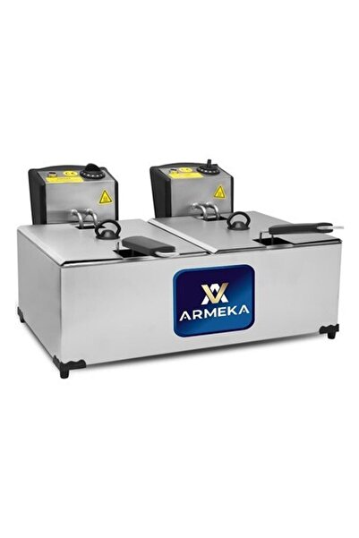 Armeka 8+8 Litre Çiftli Fritöz Çift Hazneli Elektrikli Kapaklı Fritöz Sanayi Tipi