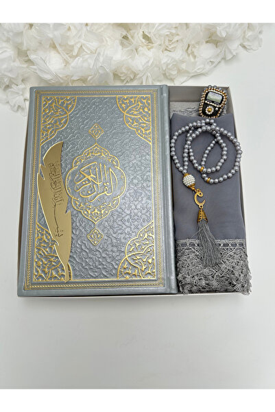 lenagiftworkshop 6 Parça Hediyelik Seccade, Örtü, Tesbih, Kuran-ı Kerim Bohça...