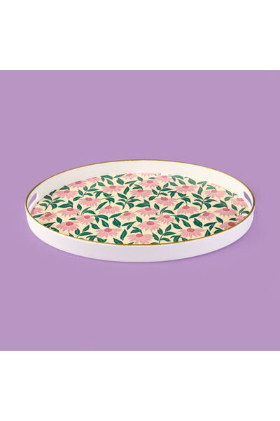 Evidea Evide Kitchen Pink Flower Oval Tepsi - Renkli - 39 cm