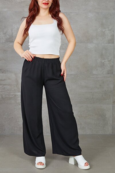Ethab Ticaret Women's Wide Leg Comfortable Fit Casual Pants with Elastic Waist