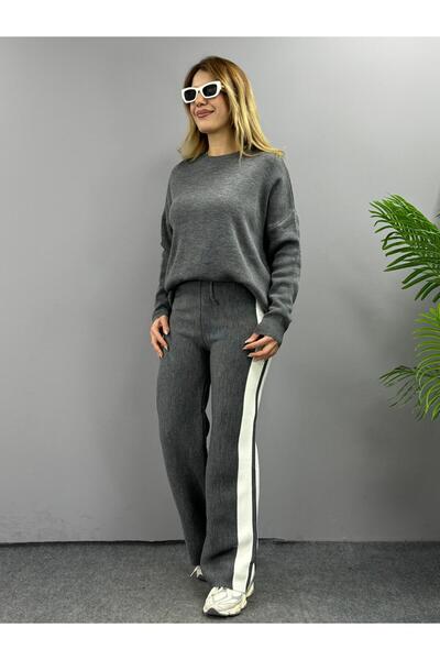 My Blog Anthracite Helga Trousers Striped Knitwear Set - 4479