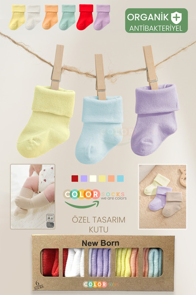 Color Socks 6 Çift Kutulu Organik Bebek Çorap Seti (Soft Touch)
