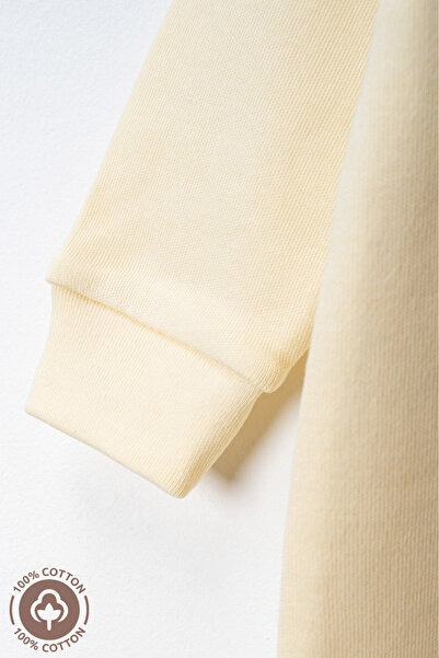 Miniel Unisex Happy Printed 0-6 Months Combed Organic Cotton Baby Romper with Booties