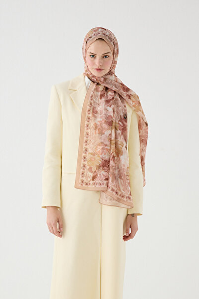 cs camellia scarf Σάλι από μεταξωτό κρεπ Φλωρεντίας - Σολομός