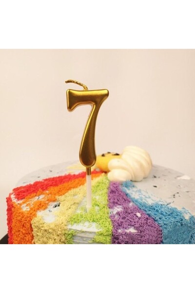 Flippy Cake Candle, Flippy, Number 7 Model, Party, 4.5 x 2.5 cm, Paraffin, Gold