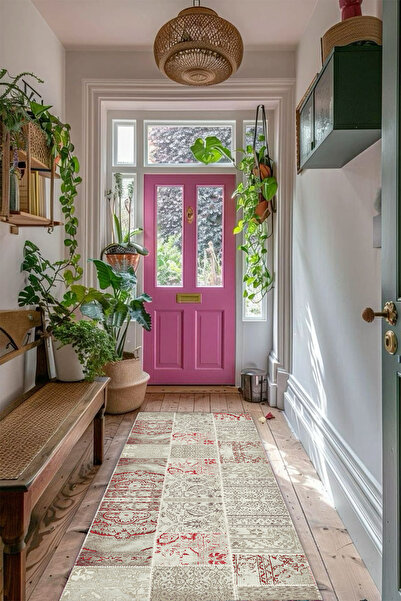 THEMODERNHANE Dijital Baskılı Yolluk Dekoratif Makinede Yıkanabilir Kaymaz Taban Leke Tutmaz Yolluk