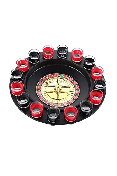 dalip Drinking Roulette Game with 16 Glass Shot Glasses, 30 x 30 x 5.5 cm, Model 2, Red/Black