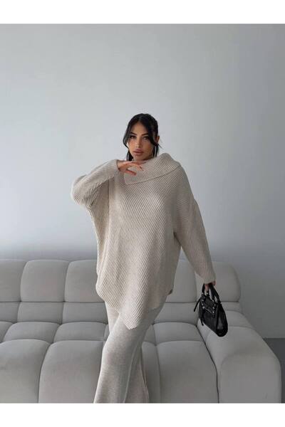 FEHAL GİYİM Triko Kumaş Şal Yaka Kazak Pantalon 2 Li̇ Taki̇t