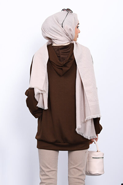 İmajButik Μπλουζάκι Modal με τσέπες καφέ καγκουρό