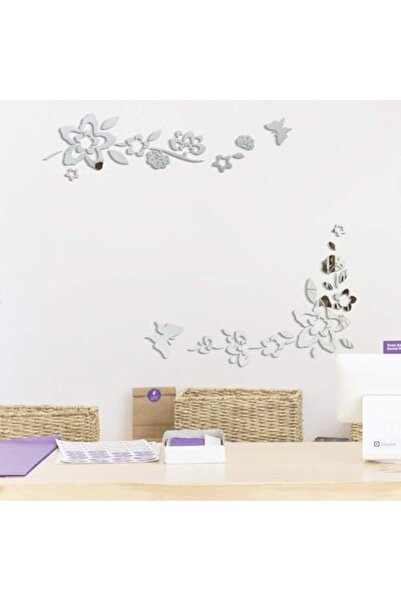 Slasa Acrylic Mirror Wall Stickers with Floral Design by