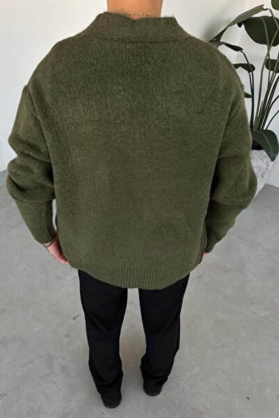 HAFKAGİYİM Khaki Basic Soft Relaxed Cardigan