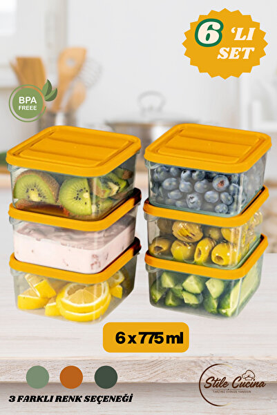 Stile Cucina منظم ثلاجة مكون من 6 قطع، حاوية تخزين مناسبة للميكروويف (6 × 775...