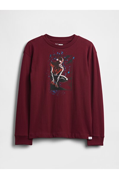 GAP Erkek Çocuk Bordo Marvel Grafik T-Shirt