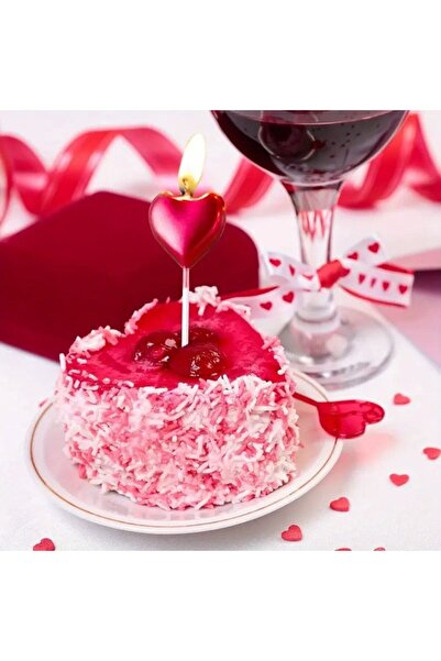 Flippy Cake Candle, Flippy, Heart Pattern, Party, 8.5 x 3 cm, Red