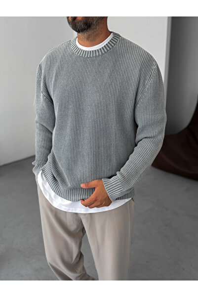 BYBASICMAN Сірий оверсайз-светр з в'язкою PM-027