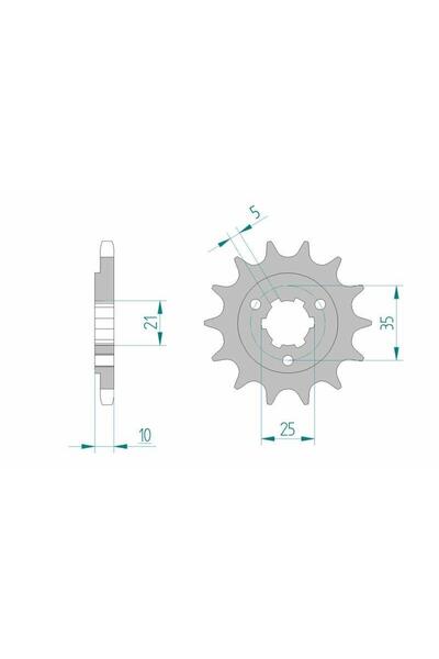 AFAM Pinion față standard din oțel 22602 - 525 - 15 dinți (moto)