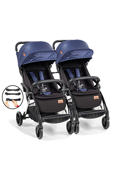 Baby2Go Tulipa Cabin Otomatik Katlanan Ikiz Bebek Arabası Lacivert