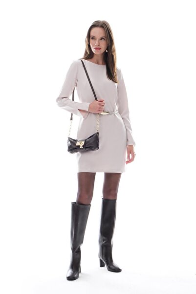 EXPLOSION Deri Kemerli Mini Şık Elbise