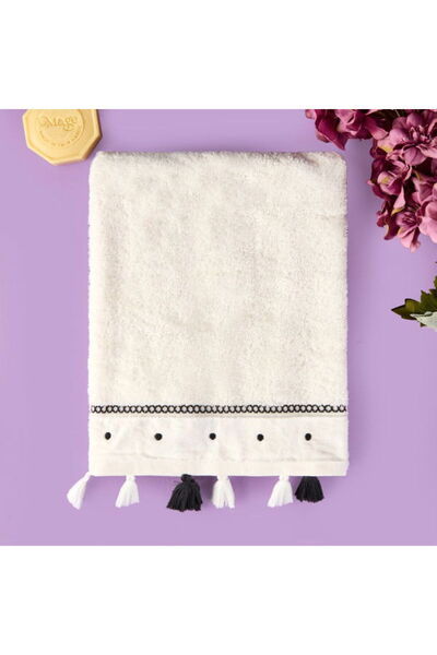 Evidea Soft Piene Face Towel - Ecru / Black - 50X90 cm