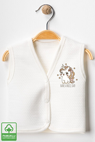 Miniel Baby Girl Princess Printed Organic Cotton 3-6-9 Months Quilted Baby Vest