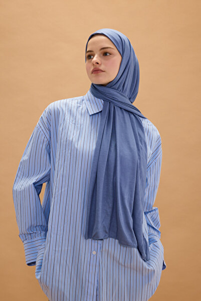 cs camellia scarf Bamboo Combed Shawl - Indigo