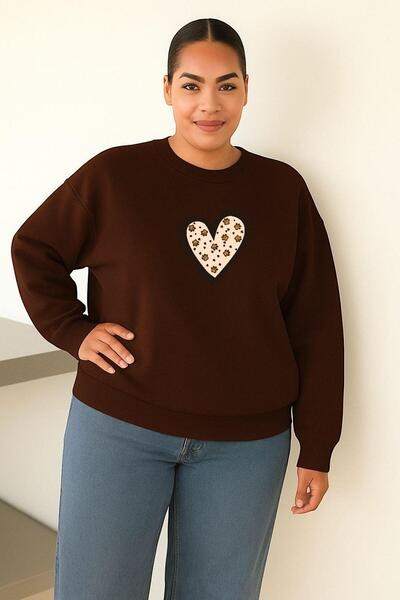 DM DOLCE MORE 3-нишка джърси суитшърт с принт на сърце, унисекс, овърсайз