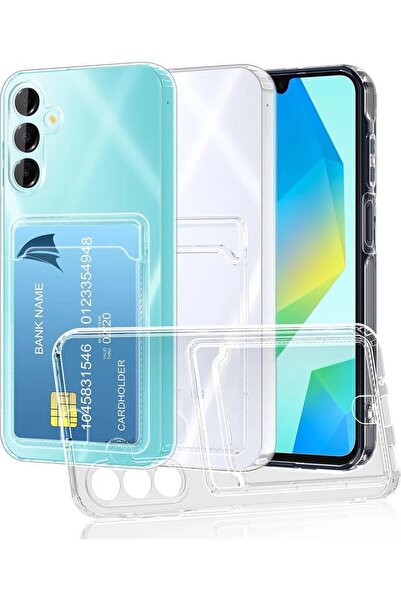 m.tk moveteck Samsung Galaxy A17 Kılıf Arkası Şeffaf Kartlık Bölmeli Cüzdanlı Kartvizitli Yumuşak Silikon Kapak