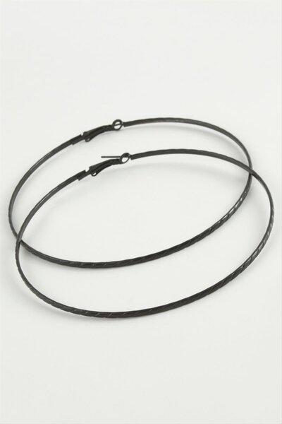 Marsilyan Chain Patterned Metal Hoop Earrings 8-9-10 cm