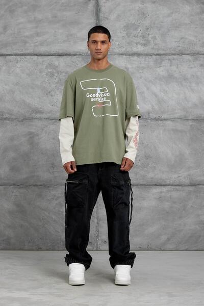 NOMARC Πράσινο φούτερ Goodvısıon με τύπωμα με υπερμεγέθη σχέδιο με μονόχρωμο σχέδιο