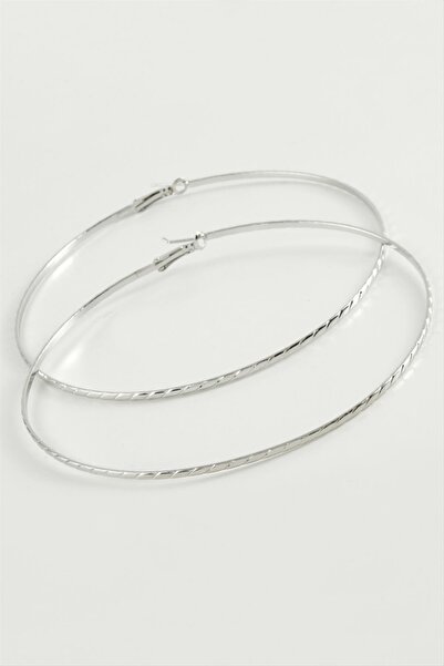 Marsilyan Chain Striped Metal Hoop Earrings 8-9-10 cm