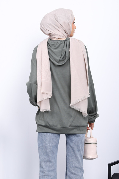 İmajButik Μοντέρνο φούτερ με τσέπες χακί καγκουρό