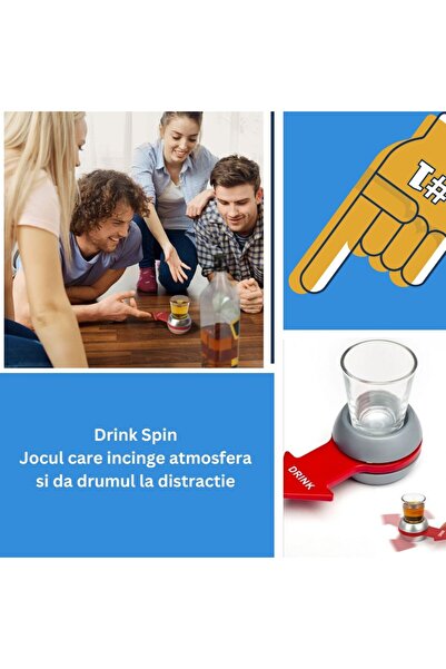 Flippy Drink Spin Flippy Drinking Game, 10.3 x 11.5 cm, Glass Shot Glass, gray