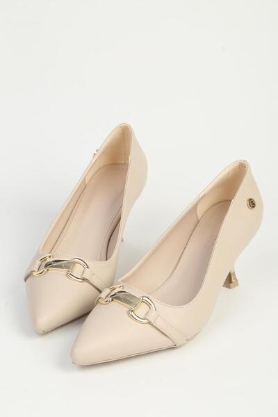 Pierre Cardin Krem Kadın Topuklu Ayakkabı PC-55015