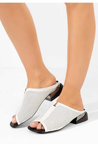 B T Shoes Bílé pantofle na podpatku Fredrisa