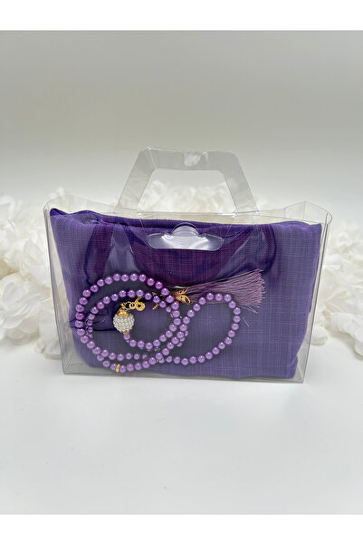 lenagiftworkshop مجموعة غطاء مزخرف وسبحة في حقيبة شفافة هدية من مور (حج - عمر...