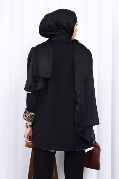 İmajButik Μαύρο μπλέιζερ με διπλό γιακά με κουμπιά