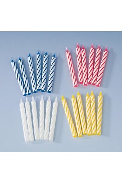 Flippy Set of 24 Cake Candles, Flippy, Spiral Pattern, Party, 6.5 cm, Paraffin, Multicolor