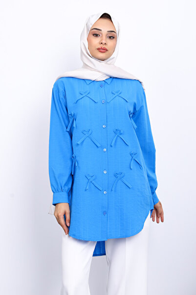 İmajButik Blue Tunic with Bow on the Front